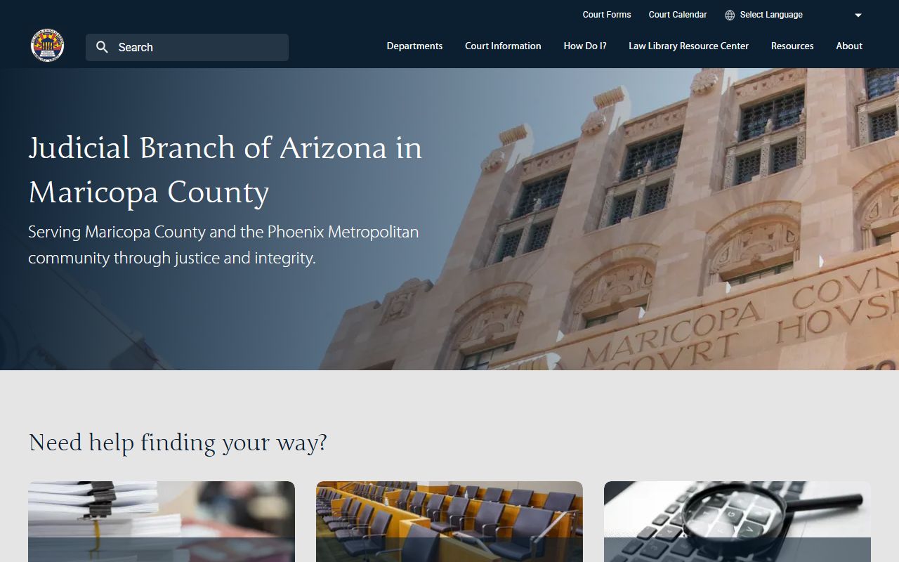 Maricopa County court records portal home for the Judicial Branch of Arizona