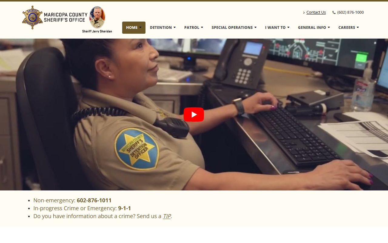 Maricopa County Sheriff's Office official site used for jail and arrest records lookup