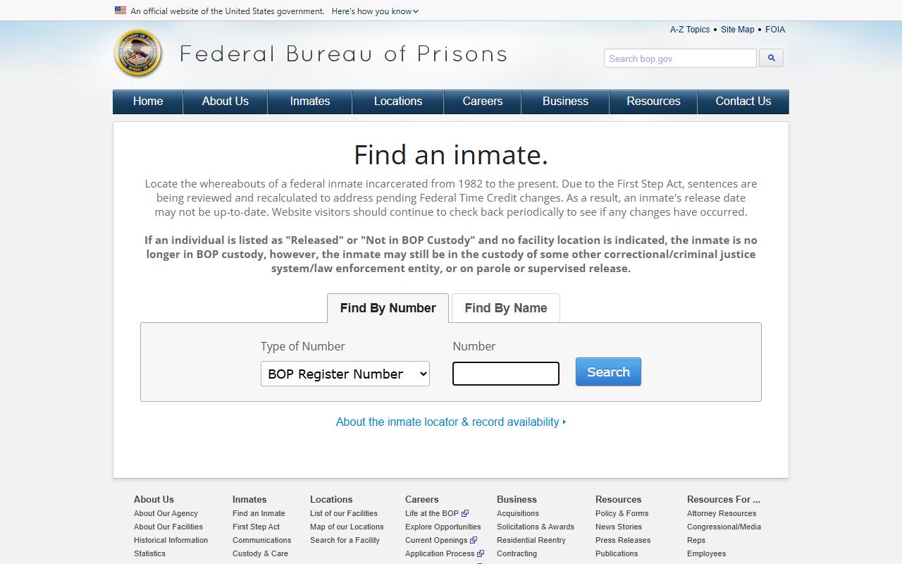 Federal Bureau of Prisons inmate locator used for Maricopa County released federal inmates